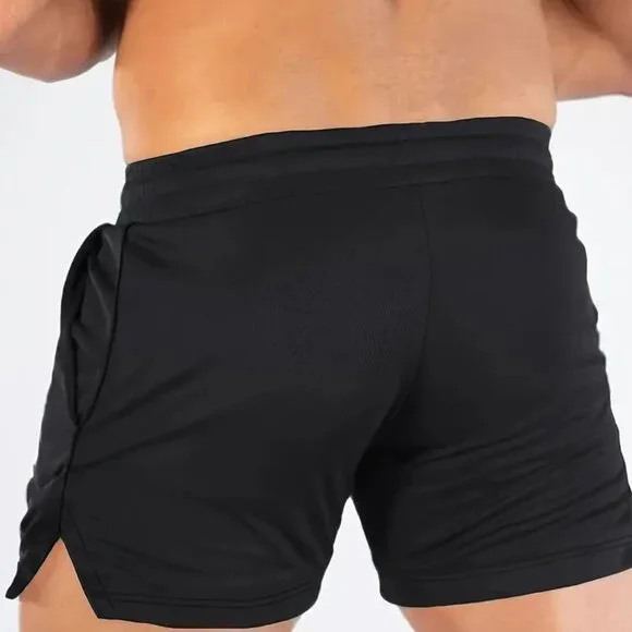 LECT. Men's Drawstring Athletic Running Shorts Black Large Breathable Sports - Picture 2 of 7